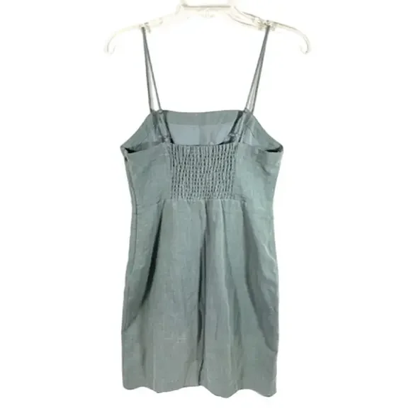 ASTR Green Sleeveless Strappy Linen Smocked Back Mini Dress Size S - Picture 2 of 4